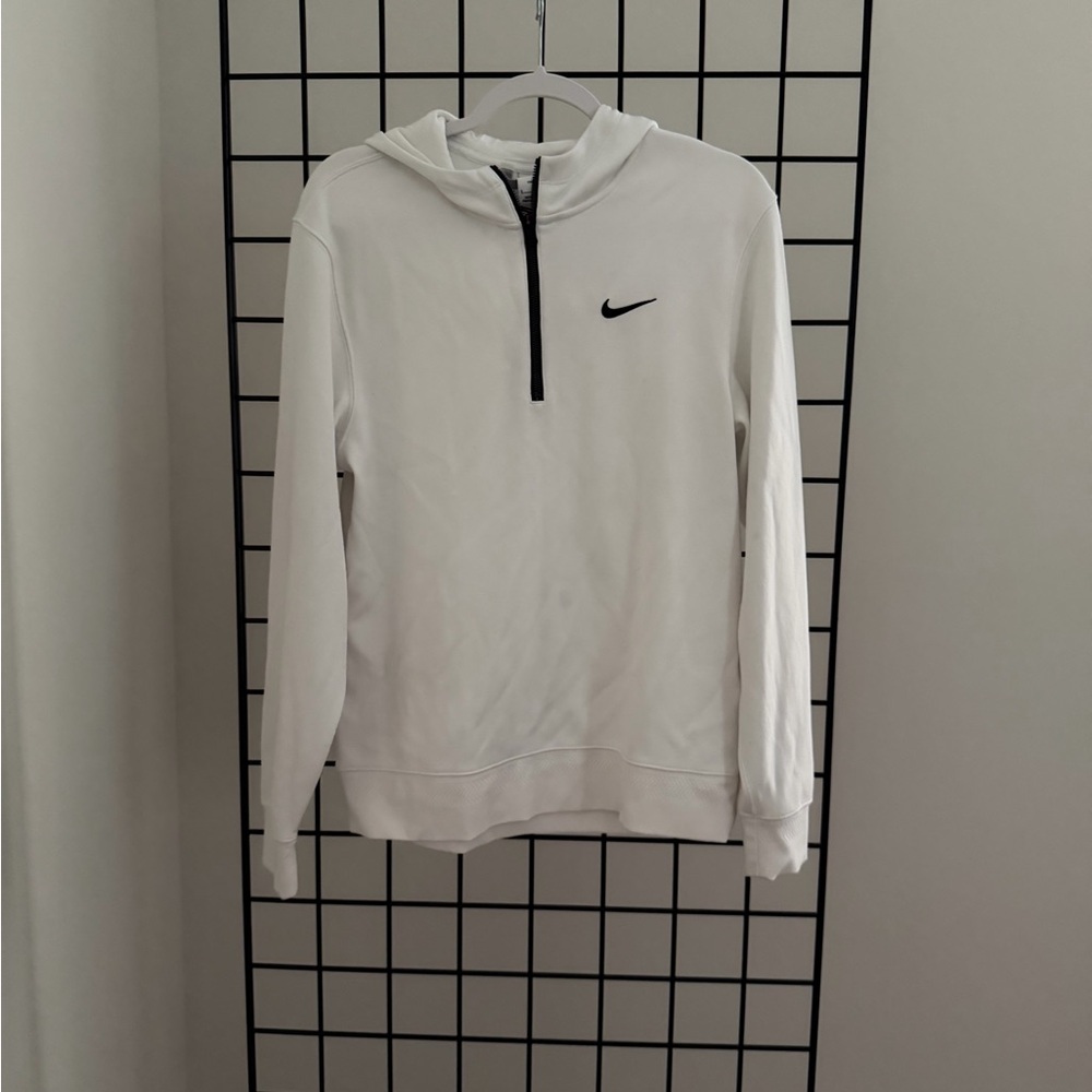 Nike Dri-FIT White Sweatshirt with Black Swoosh